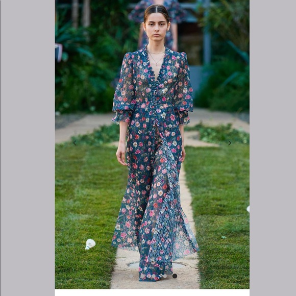 Luisa Beccaria Floral Printed Georgette High-Rise Flared Pants - Picture 3 of 10